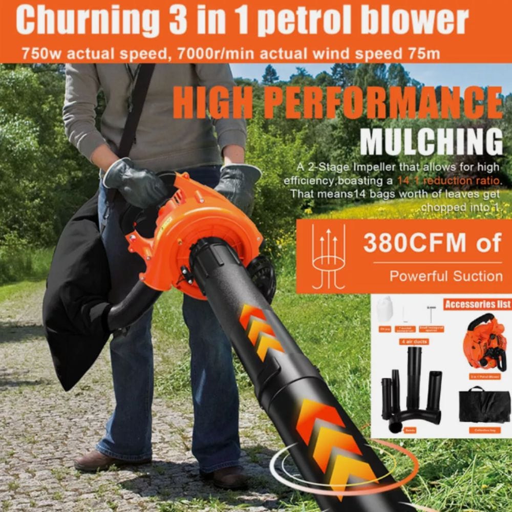 3-In-1 Gas Powered Leaf Vacuum Mulcher Blower - Merchandise Plug