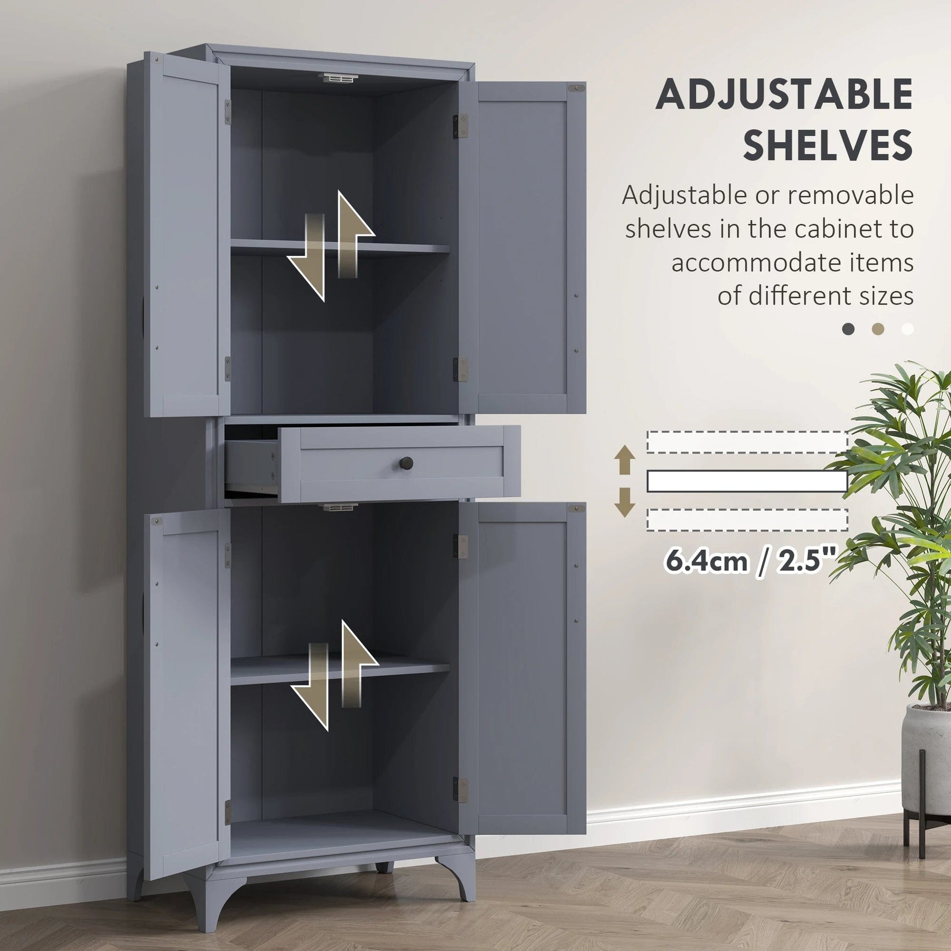 Spacious Wooden Freestanding Kitchen Storage Pantry Closet Cabinet - Merchandise Plug