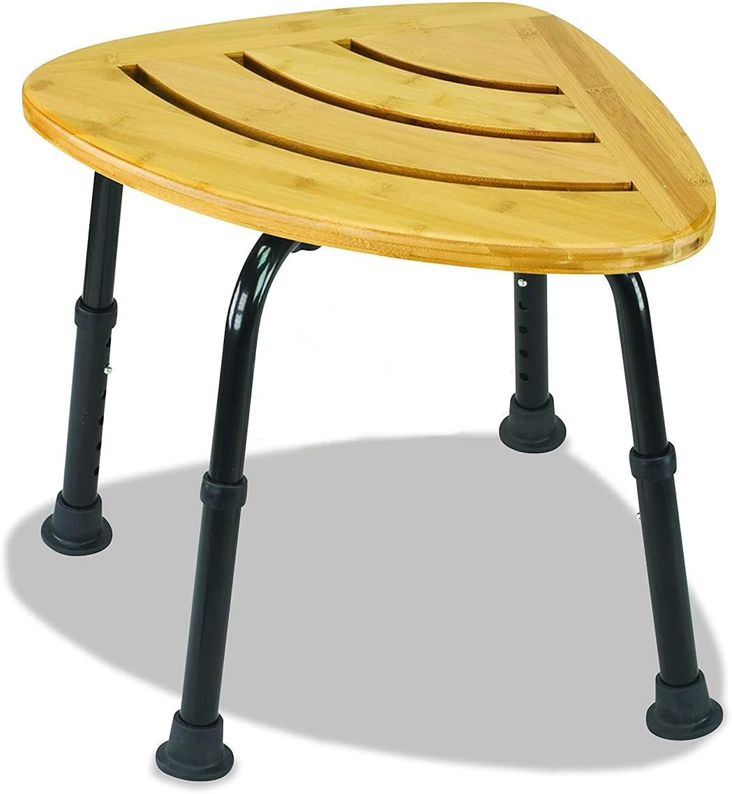 Modern Bamboo Adjustable Waterproof Corner Shower Bench Stool Seat