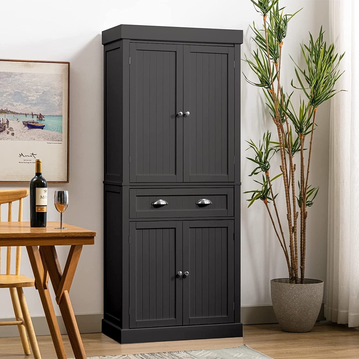 Spacious Wooden Freestanding Kitchen Storage Pantry Closet Cabinet - Merchandise Plug