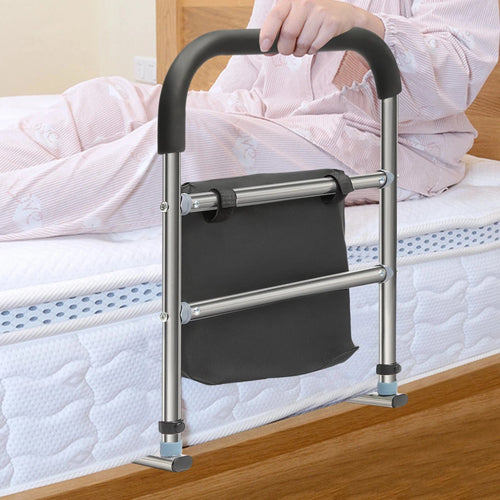 Heavy Duty Metal Bed Guard Rail for Elderly Adults with Pouch