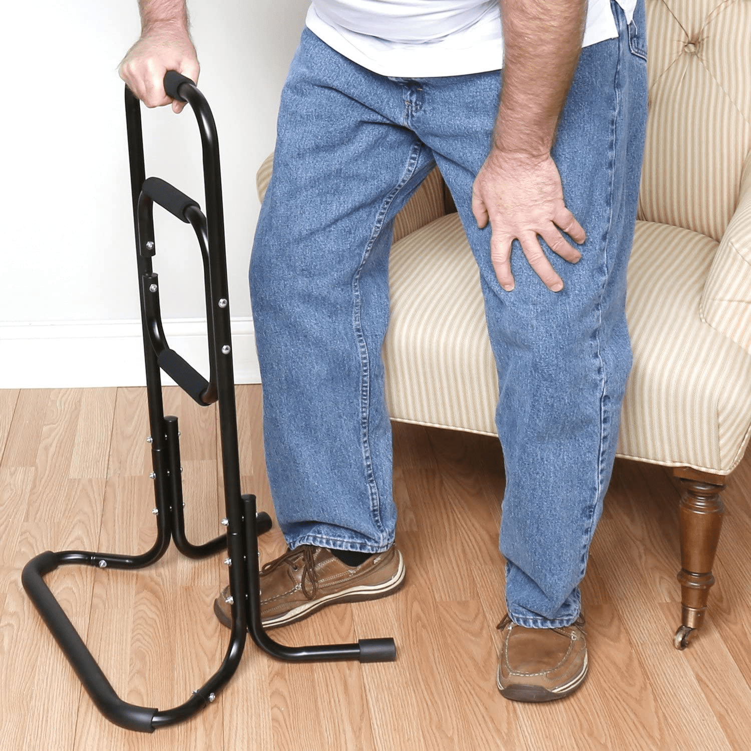 Heavy Duty Freestanding Senior Handicapped Metal Bed Guard Rail - Merchandise Plug