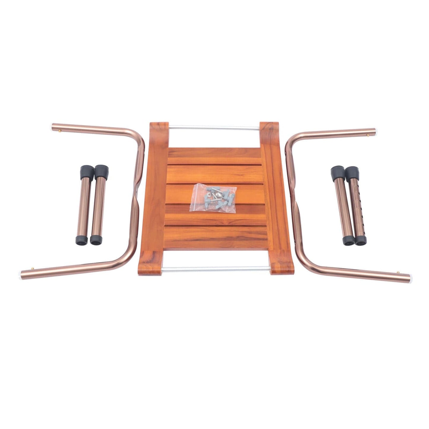 Ergonomic Adjustable Wooden Teak Corner Shower Bath Chair Seat