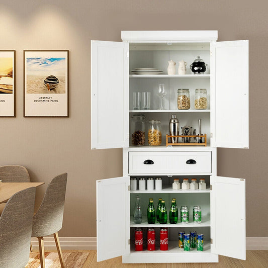 Spacious Wooden Freestanding Kitchen Storage Pantry Closet Cabinet - Merchandise Plug