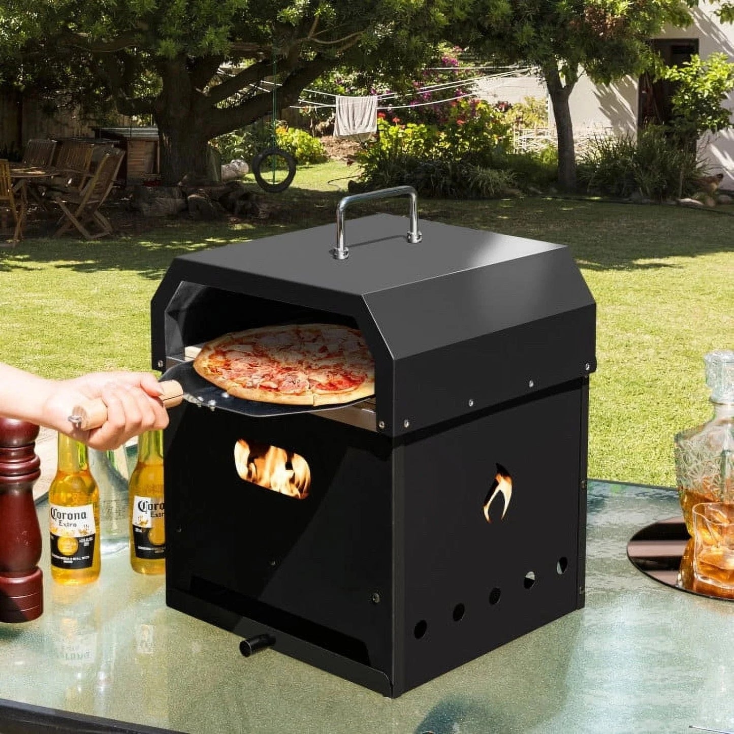 Portable Outdoor Wood Fired Pizza Oven for Backyard Cooking