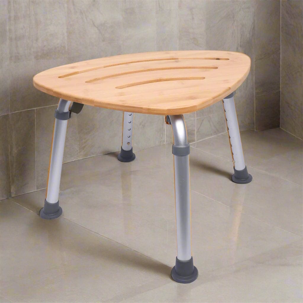 Modern Bamboo Adjustable Waterproof Corner Shower Bench Stool Seat