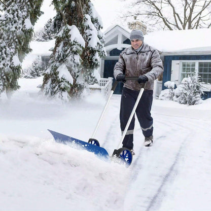 Ergonomic Snow Pusher Shovel With Wheels
