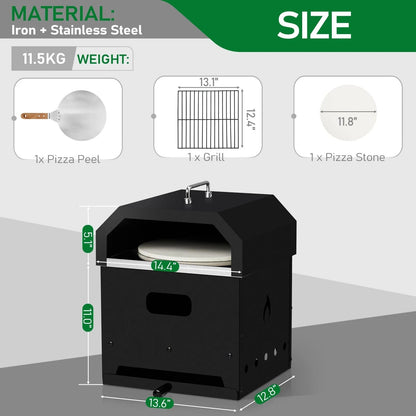 Portable Outdoor Wood Fired Pizza Oven for Backyard Cooking