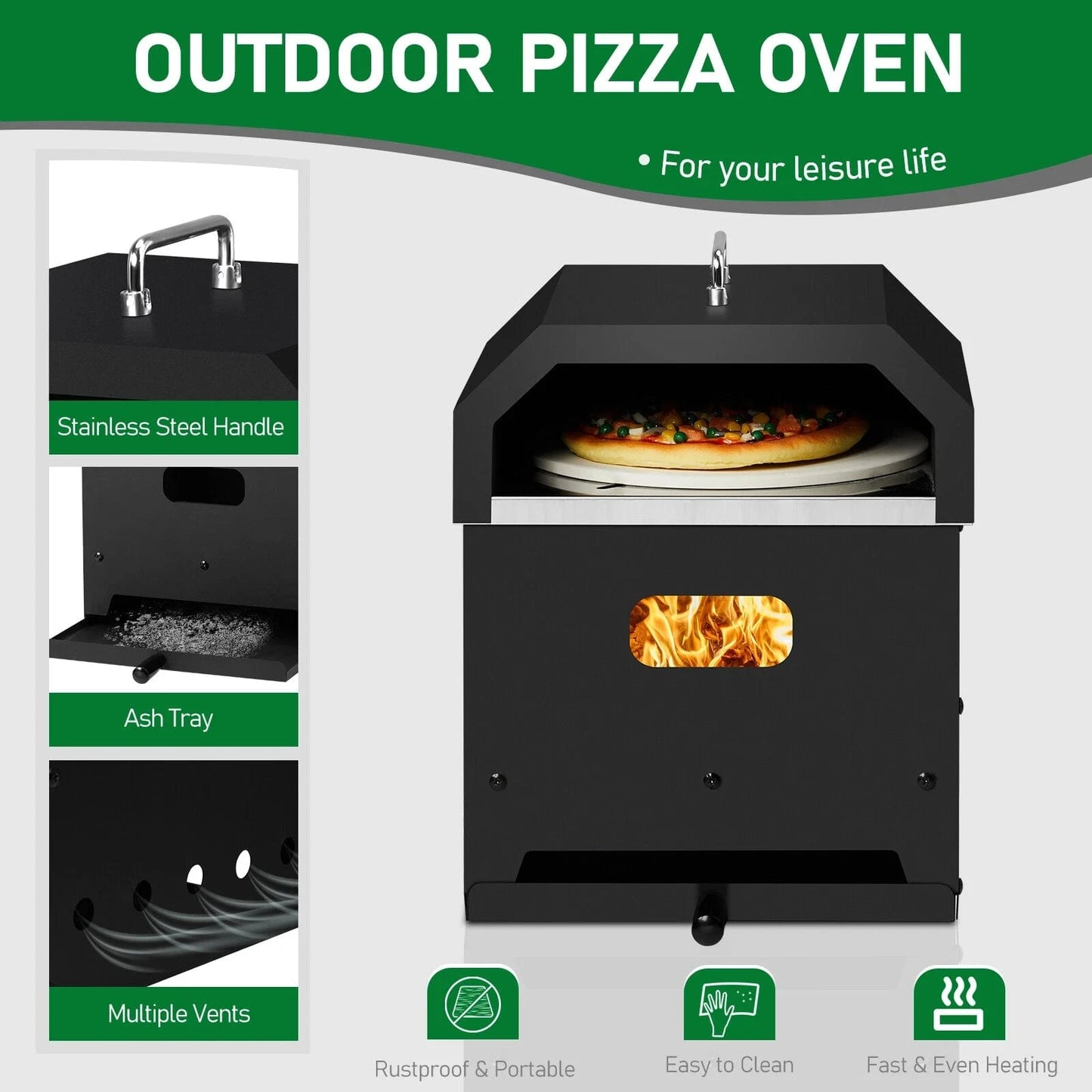 Portable Outdoor Wood Fired Pizza Oven for Backyard Cooking