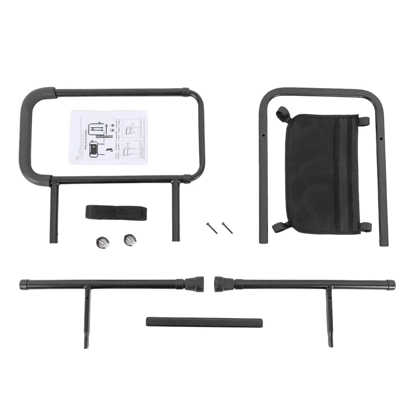 Heavy Duty Bed Guard Rail for Elderly Adults – Metal Bed Safety Rail with Storage Pouch