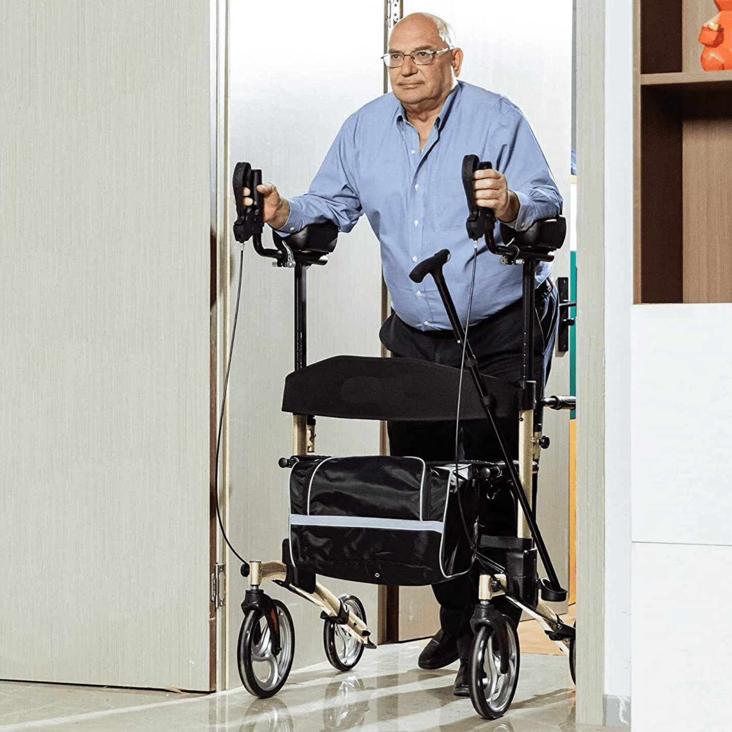 Heavy Duty Elderly Stand Upright Rollator Walker With Seat - Merchandise Plug