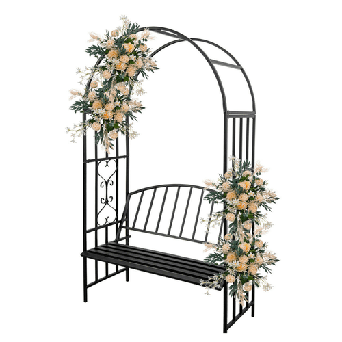 Large Outdoor Backyard Garden Arbor Archway Trellis Bench - Merchandise Plug