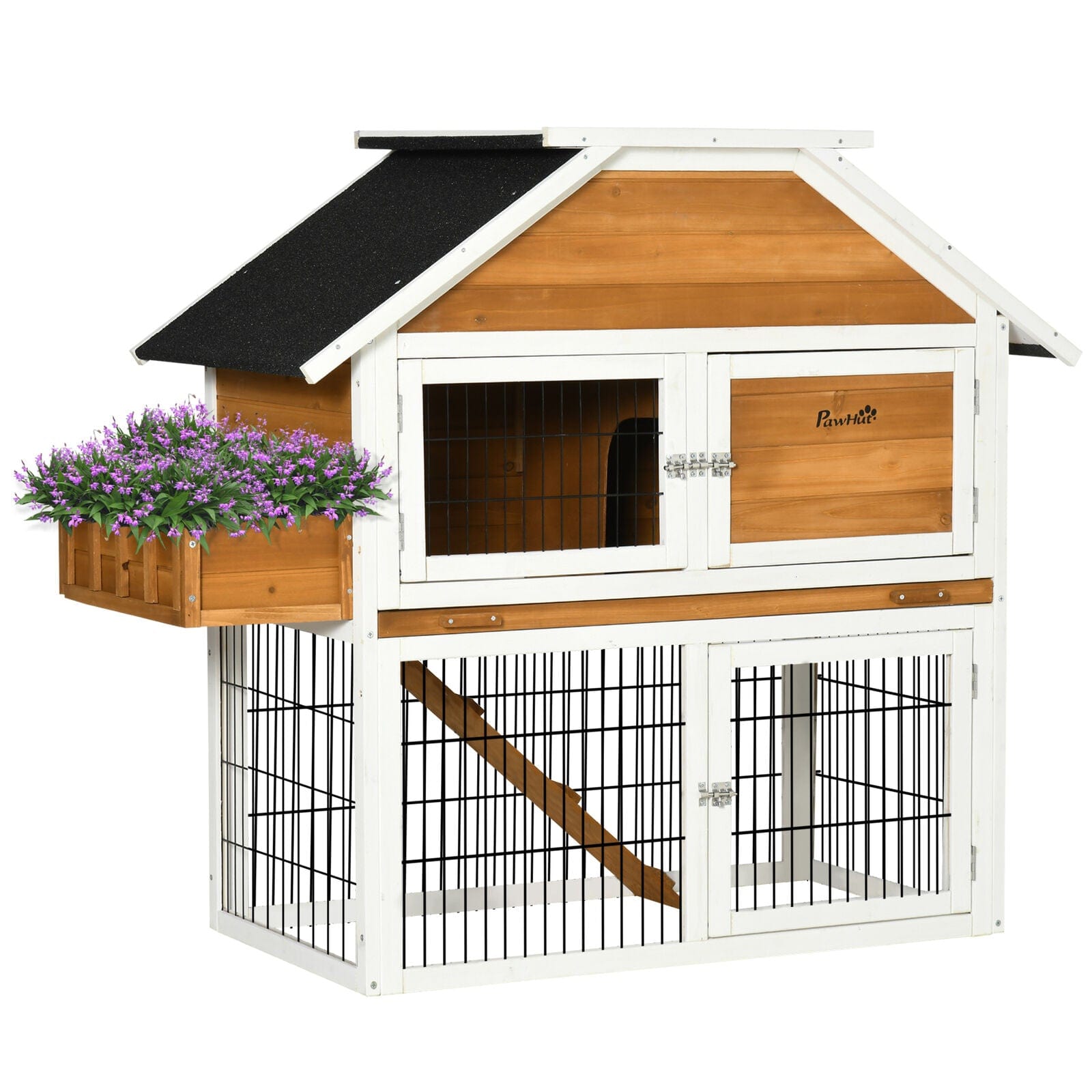 Decorated Spacious Two-Level Indoor / Outdoor Rabbit Cage House Hutch