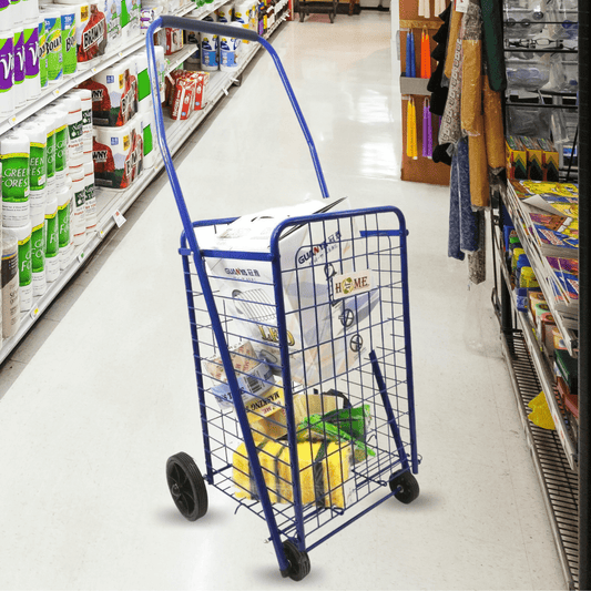 Portable Folding Wheeled Grocery Basket Shopping Cart Trolley - Merchandise Plug