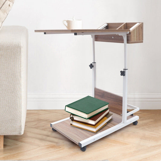 Wheeled Height Adjustable Over Bedside Sofa Coffee Work Table