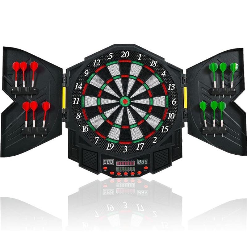 Exclusive Compact Electronic Game Room Dart Board Cabinet Set - Merchandise Plug