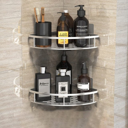 Silver / Black Wall Mounted Shower Corner Shelf - Merchandise Plug