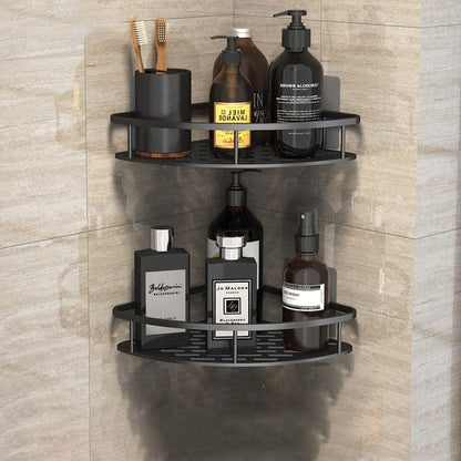 Silver / Black Wall Mounted Shower Corner Shelf - Merchandise Plug