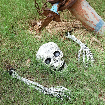 Spooky Halloween Plastic Lifesize Posable Skeleton Skull Arm Decoration - Merchandise Plug