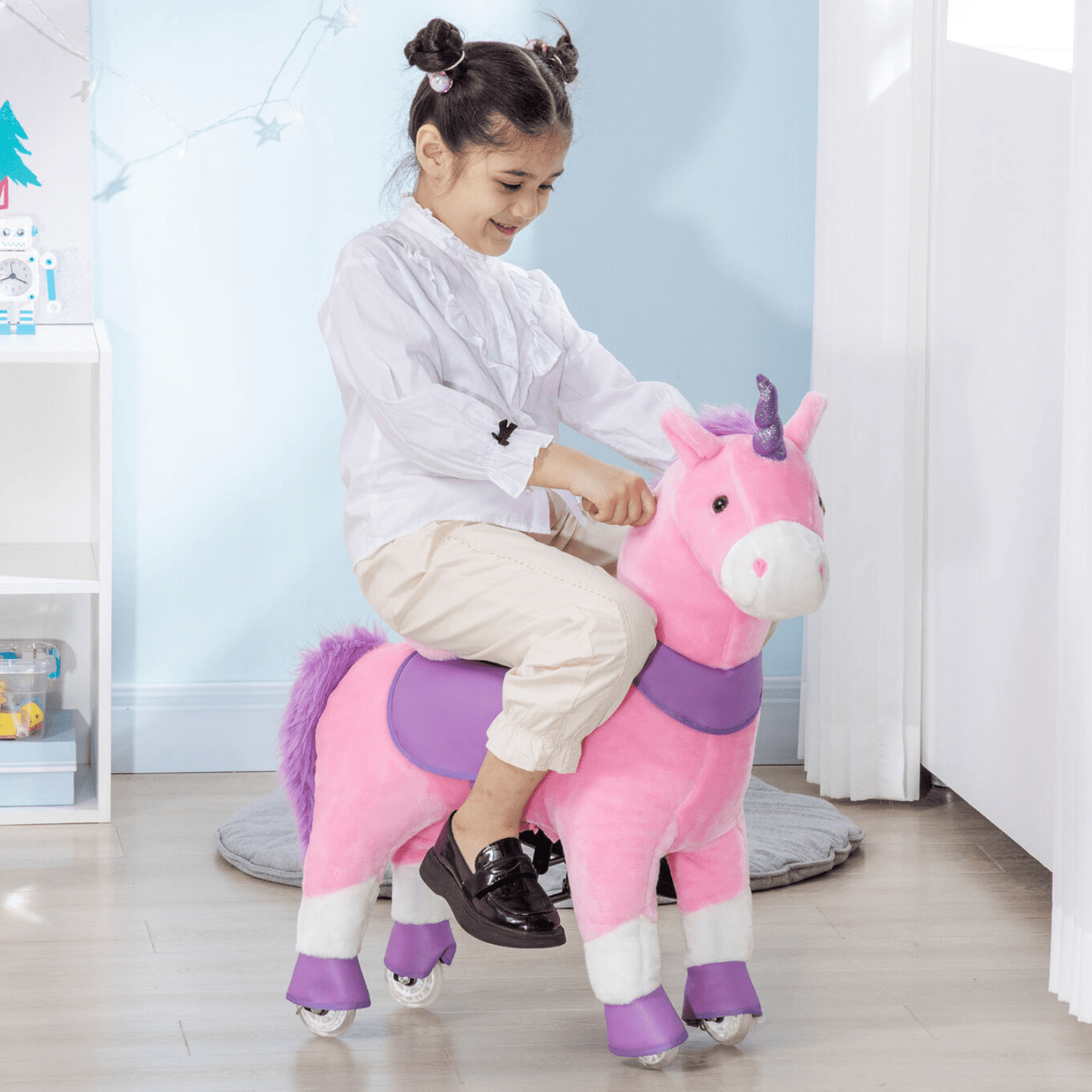 Premium Kids Wheeled Ride On Unicorn Rocking Horse Toy - Merchandise Plug