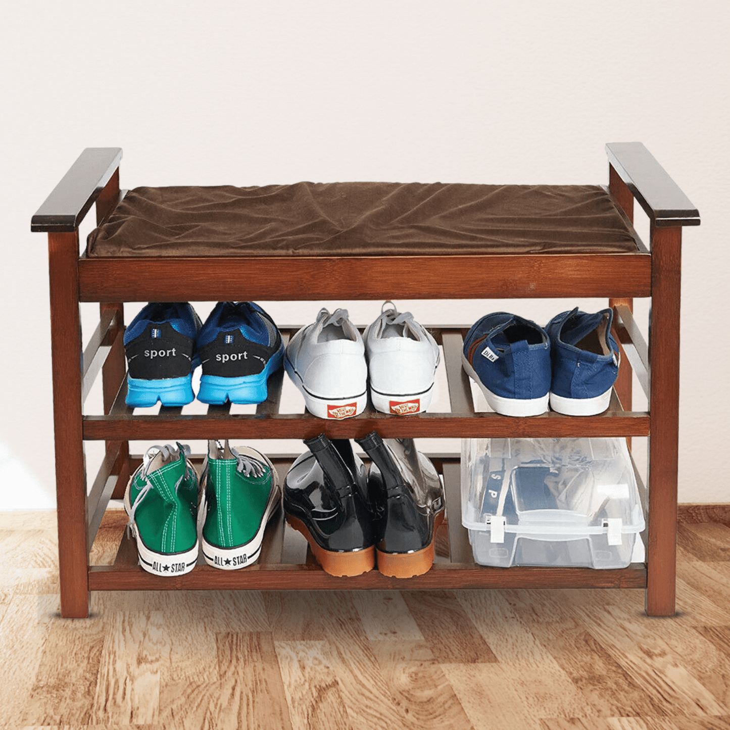 Large Capacity Cushioned Entryway Shoe Storage Rack Bench - Merchandise Plug