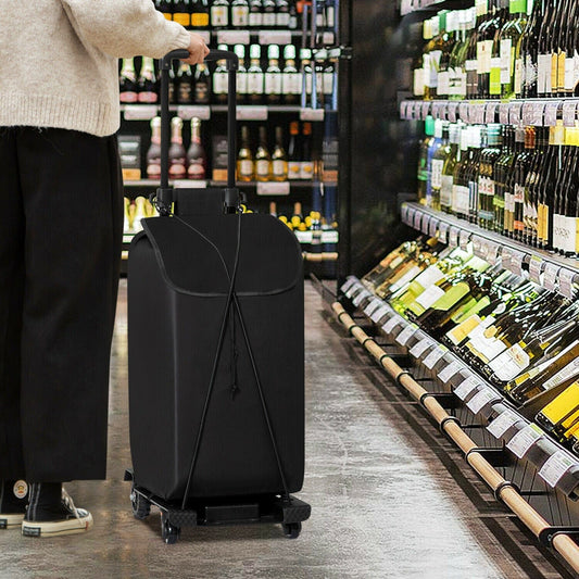 Premium Folding Personal Wheeled Shopping Grocery Bag Cart - Merchandise Plug