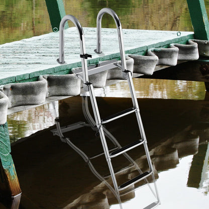 Stainless Steel Retractable Above Ground / Inground Pool Steps Ladder - Merchandise Plug