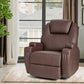 Modern Brown Leather Heated Massage Swivel Recliner Chair - Merchandise Plug