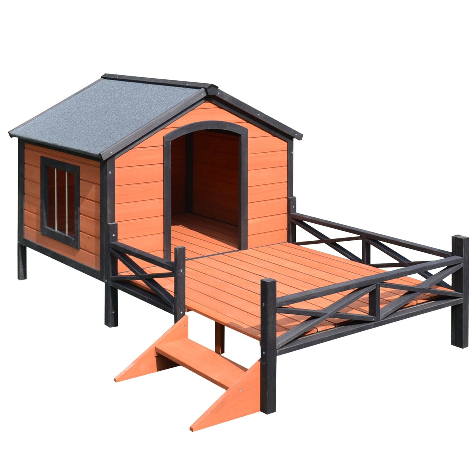 Large Wooden Outdoor Dog House With Porch - Merchandise Plug